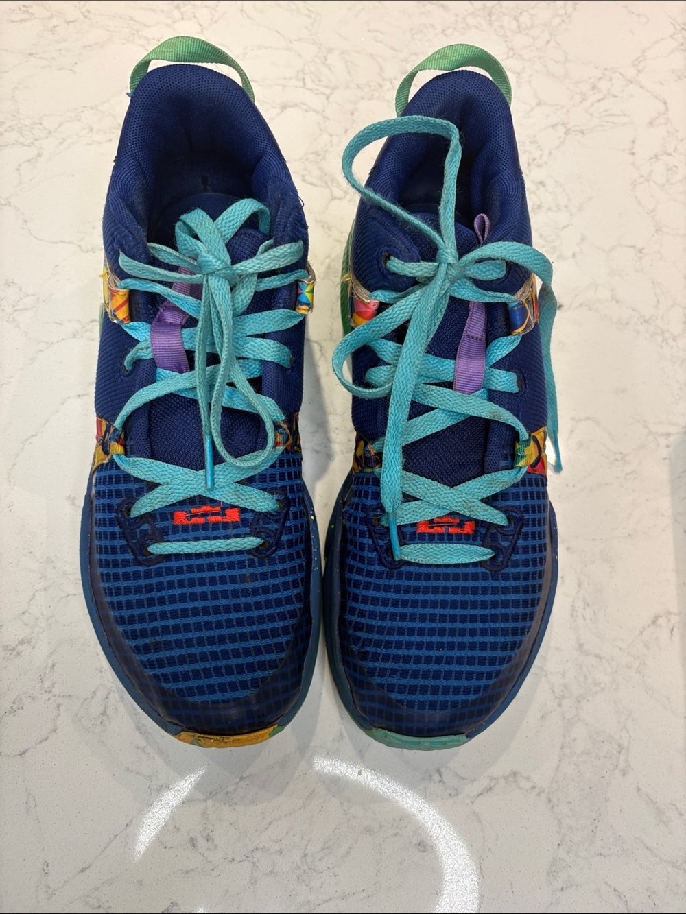 Nike Kids Navy Blue Sneakers with Teal Laces